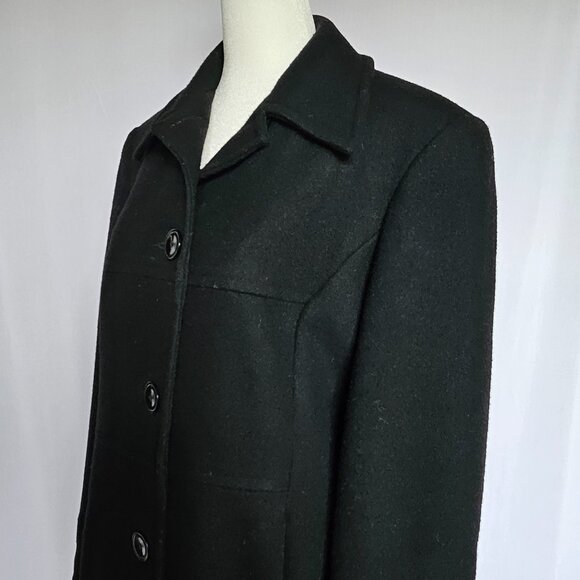STEPHANIE MATHEWS Black Wool Women's Coat, Size S - Picture 4 of 12